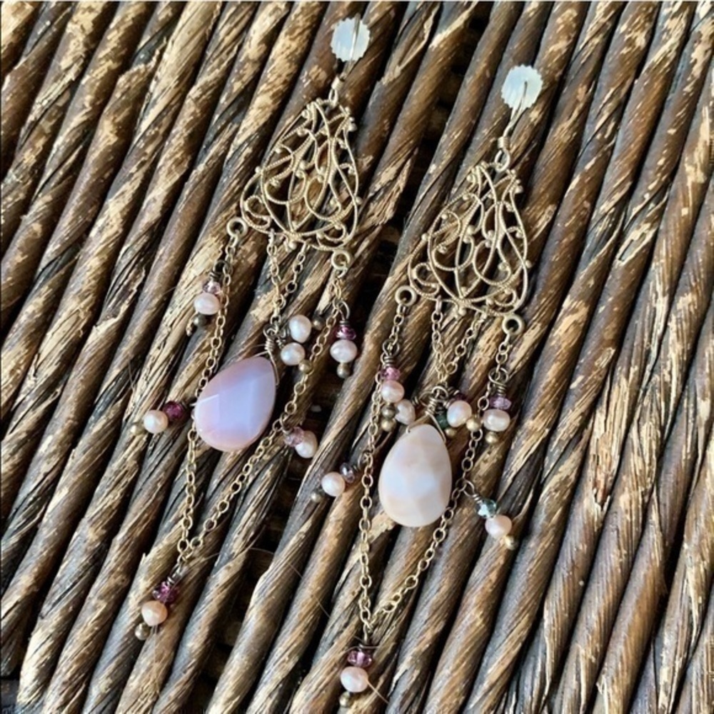 Beaded Chain Dangle Post Earrings - image 6